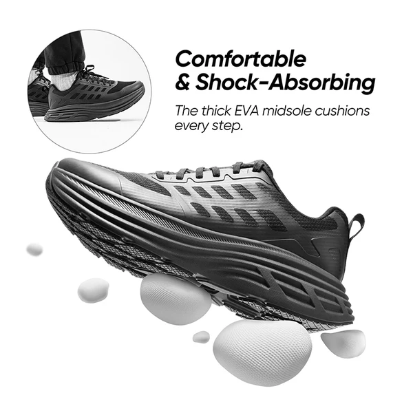 ActiveFloat Men's Comfortable Lightweight Running Shoes - All Black - Image 4