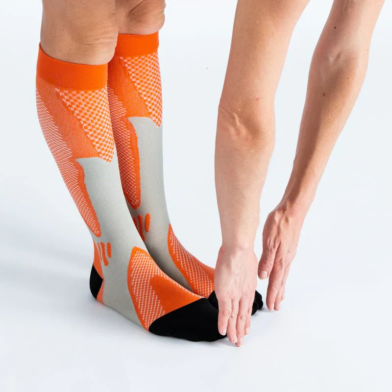 FlexRelief™ Compression Socks – Royal Orange Black - Image 4