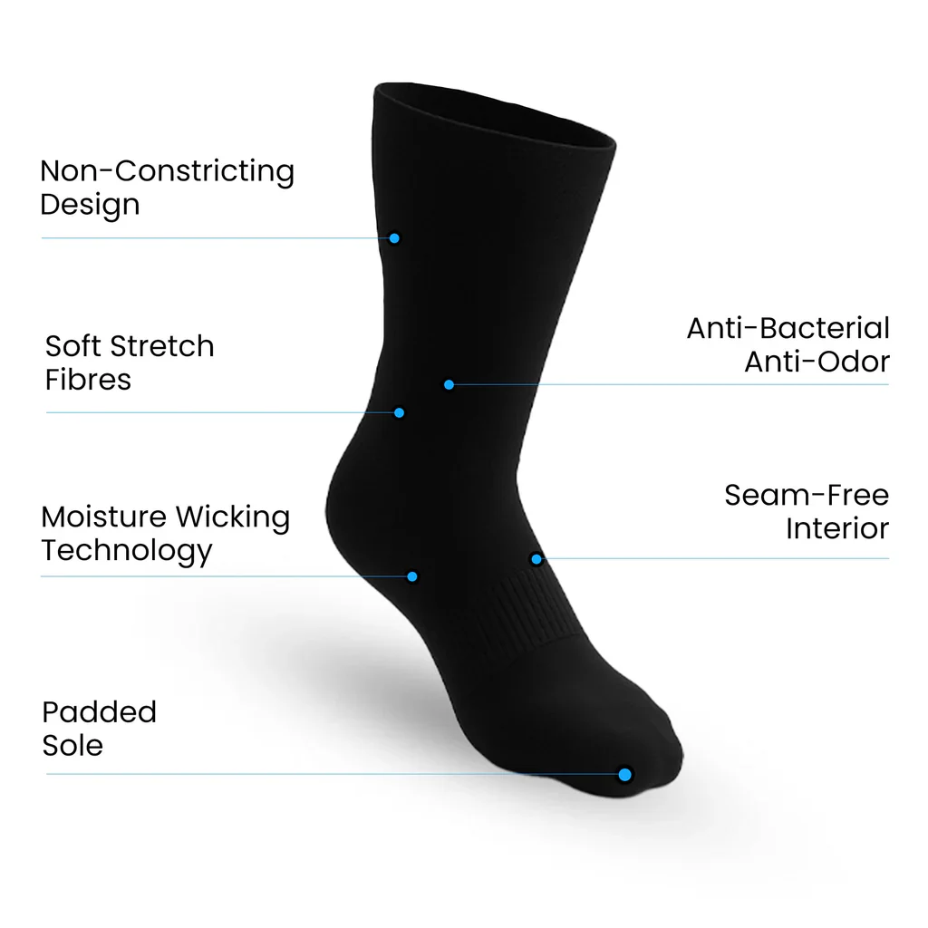 Padded Easy-Stretch Crew Socks – Black - Image 3