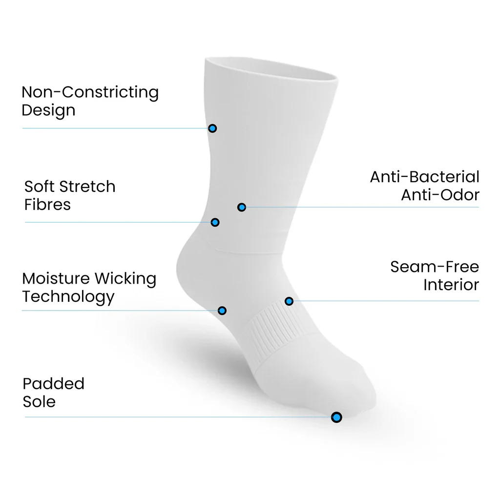 Padded Easy-Stretch Crew Socks – White - Image 3
