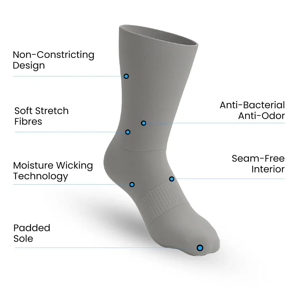 Padded Easy-Stretch Crew Socks – Gray - Image 3