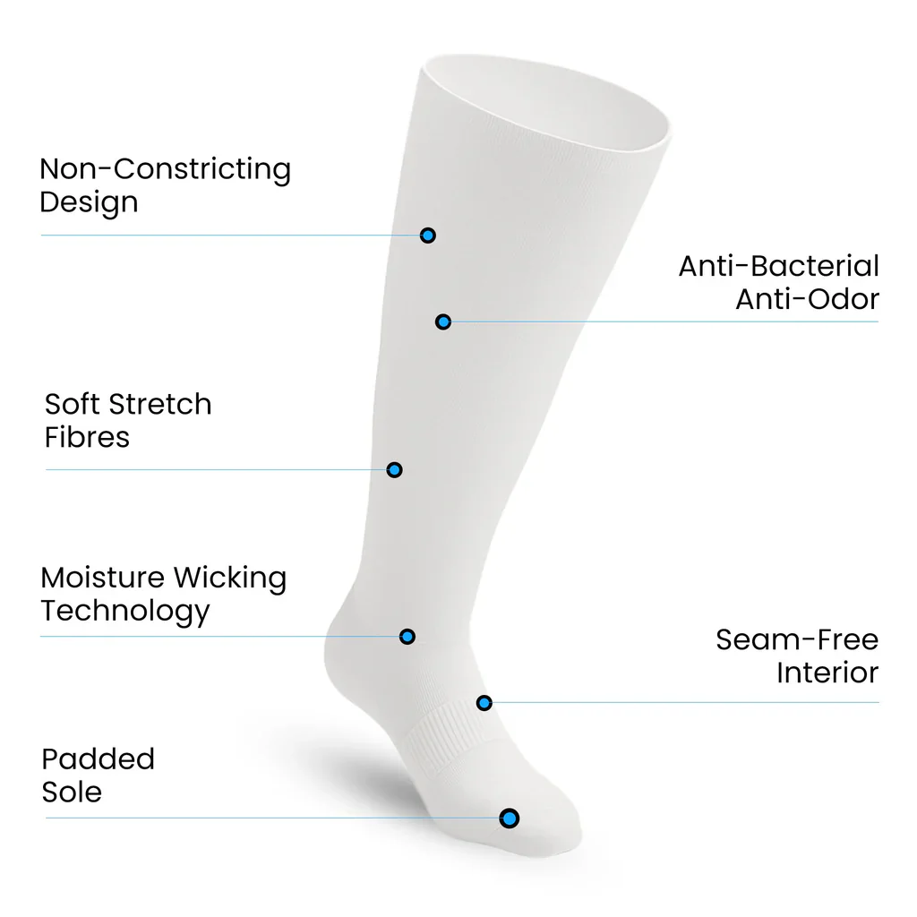 Padded Easy-Stretch Knee High Socks – White - Image 3