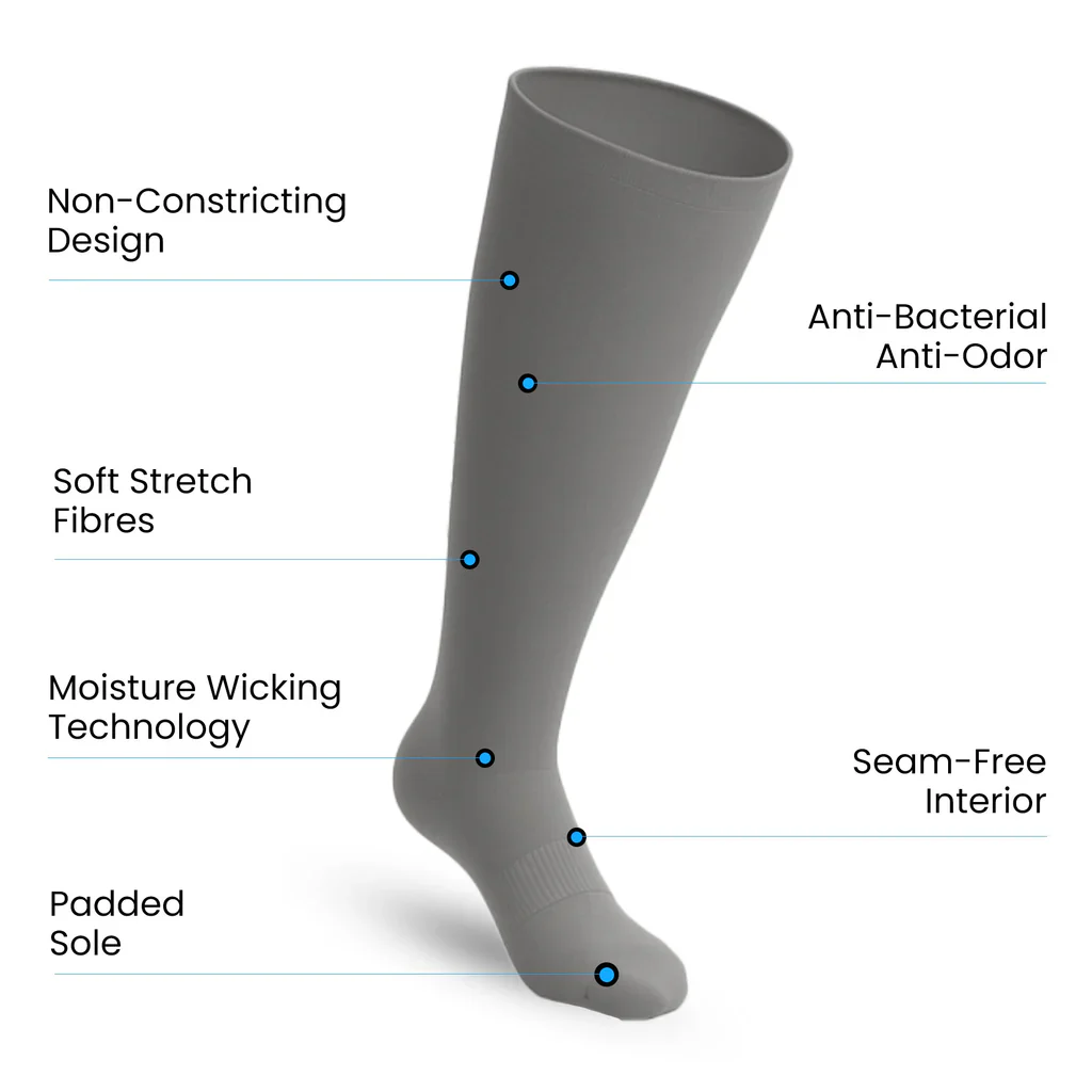 Padded Easy-Stretch Knee High Socks – Gray - Image 3