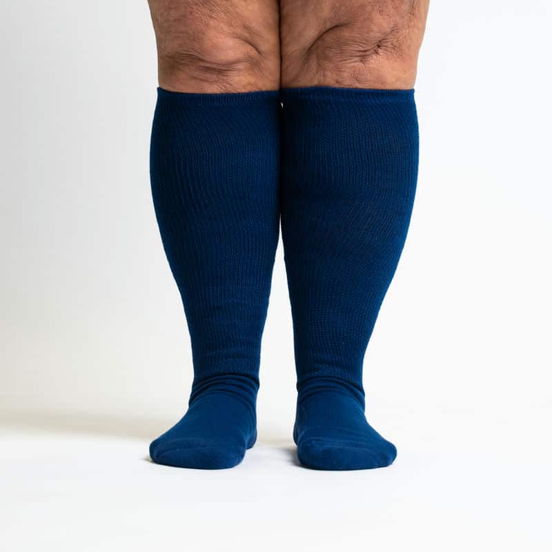 Padded Easy-Stretch Knee High Socks – Navy Blue - Image 3