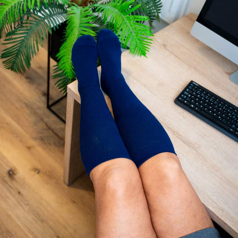 Padded Easy-Stretch Knee High Socks – Navy Blue - Image 5